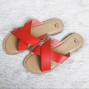 Gap Red Crossover Strap Flat Sandals Size US 9